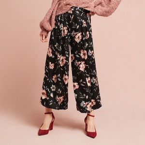 Anthropologie floral cropped wide legs pants